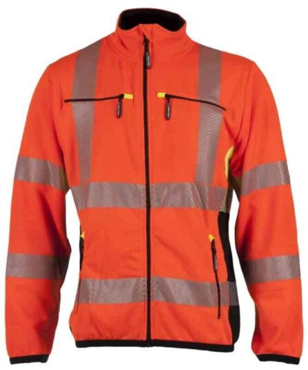 BS Gjøvik Fleecejakke, HiVis kl.3 Unisex, Str. 4XL, Oransje/Sort