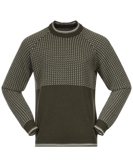 Bergans Alvdal Wool Jumper M Dark Olive Green/Vanilla White (Storlek XL)