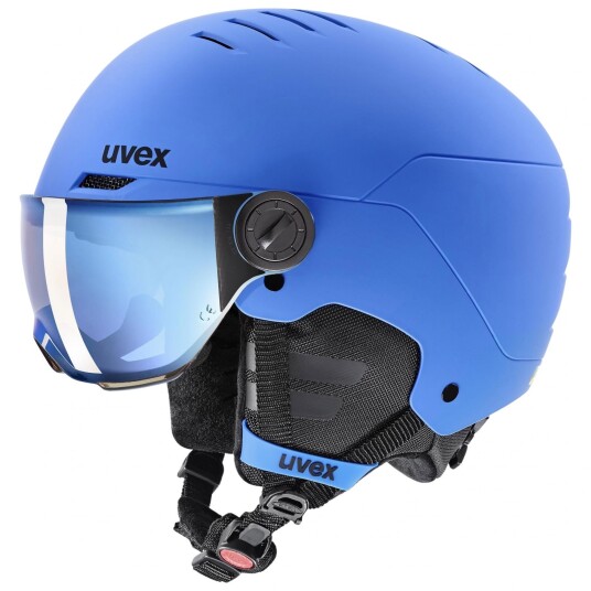 Uvex Rocket JR Visor, Skihjelm med visir, Junior, Blue Mat 51-55cm