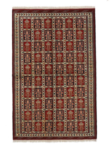 Håndknyttet. Opphav: Persia / Iran Orientalsk Turkaman Teppe Teppe 152X234 Svart/Brun (Ull, Persia/Iran)