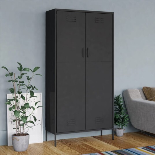 vidaXL Garderobe antrasitt 90x50x180 cm stål