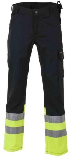 BS Dokka Arbeidsbukse, HiVis kl.1 Unisex, Str. C54, Sort/Gul