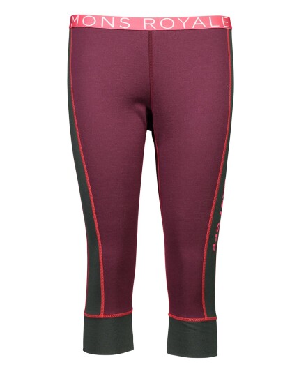 Mons Royale Alagna 3/4 Legging W Burgundy/Forest Green (Storlek XS)