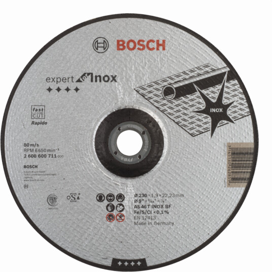 BOSCH KAPPESKIVE Ø230X22.2X1.9 RETT INOX