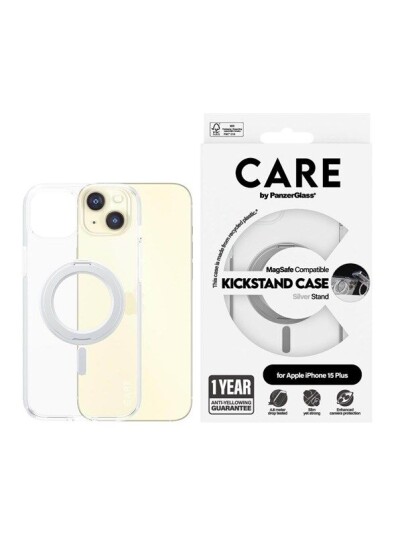 CARE by PanzerGlass Feature Case Transparent w. Silver Kickstand & MagSafe iPhone 15 Pro Max