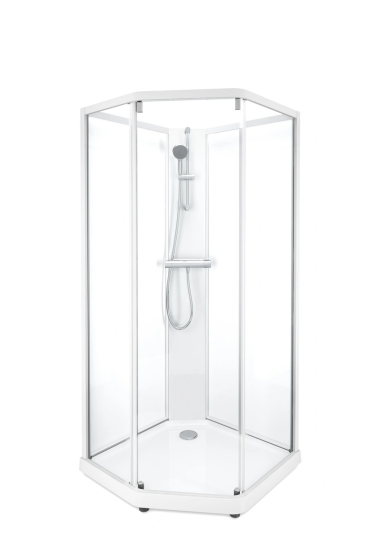 Porsgrund Showerama 10-5 Classic 80x90 cm, hvit profil, klart glass