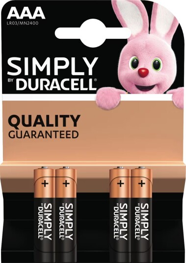 Duracell Simply AAA alkaline-batterier 4-pakk