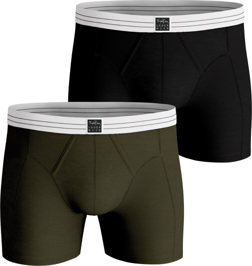 Bjørn Borg Premium Cotton Stretch Original Boxer 2-Pack Herre Black/Green XL