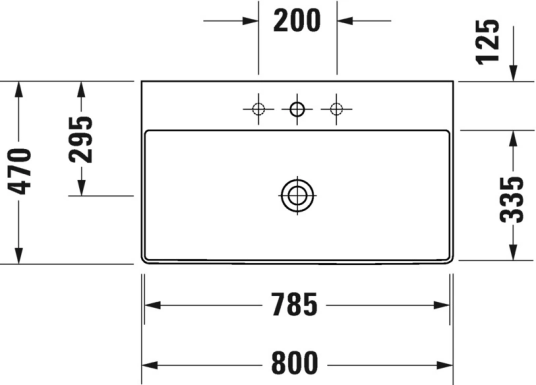 Duravit DuraSquare Møbelservant 800x470 mm, uten blanderhull