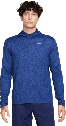 Nike Dri-Fit Element Uv Running Hoodie Herre Obsidian/Game Royal Heather XL