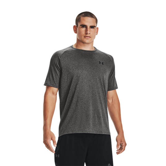 UA Tech 2.0 SS Tee, Carbon Heather Svart Medium