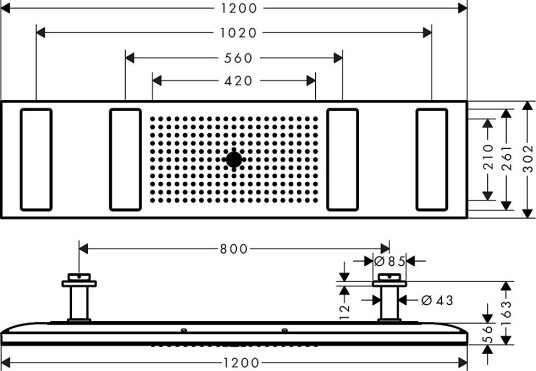 Axor ShowerHeaven Takdusj 1200x300 mm, Børstet Rødt Gull