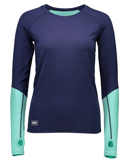 Mons Royale Bella Tech L/S Geo W Navy/Mint (Storlek L)