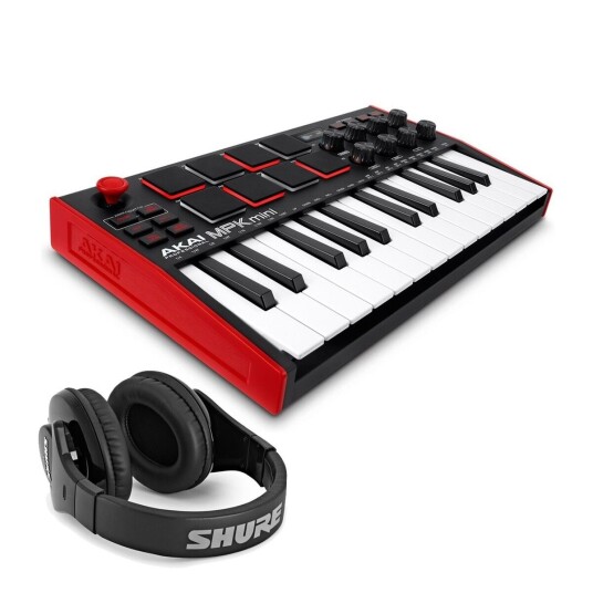 Akai Professional MPK Mini MK3 with Shure SRH240A Headphones