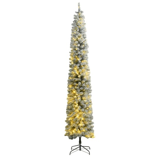  Slankt juletre med 300 LED flokket snø slankt 270 cm