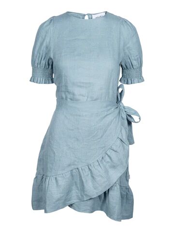 Ella & il Serena Linen Dress - Dusty Teal L