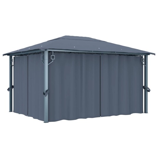 vidaXL Paviljong med gardin 400 x 300 cm antrasitt aluminium