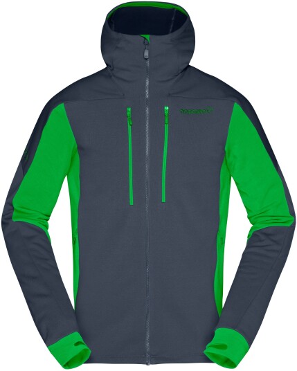 Norrøna Trollveggen Powerstretch Pro Zip Hood M Cool Black/Classic Green (Storlek S)