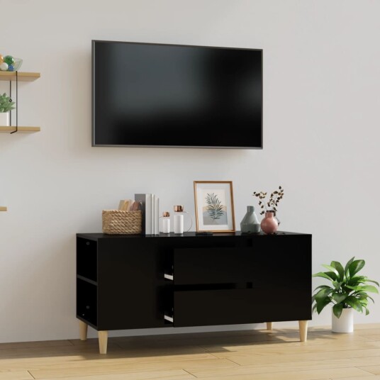 vidaXL TV-benk svart 102x44,5x50 cm konstruert tre