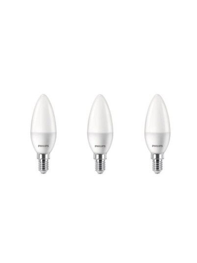 Philips LED-lyspære Kerte 4.9W/827 (40W) 3-pack E14