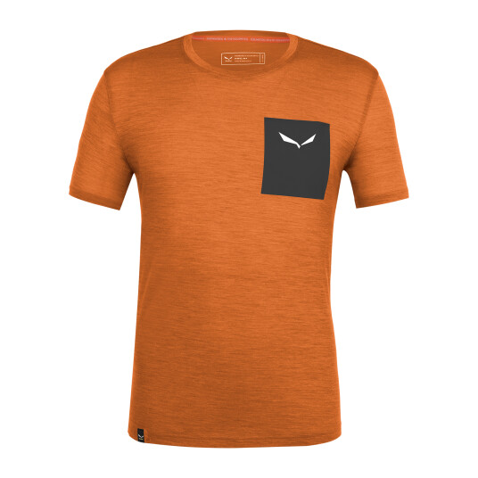 Salewa Pure Logo Pocket Merino T-Shirt, t-skjorte i ullblanding herre 48/M Autumnal Melange