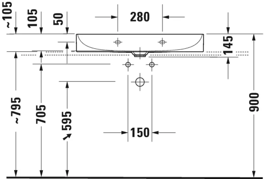 Duravit DuraSquare Toppmontert servant 800x470 mm, u/blanderhull, Wondergliss