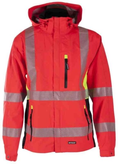 BS Gjøvik Skalljakke, HiVis kl.3 Unisex, Str. S, Rød/Sort