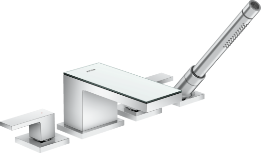 Axor MyEdition 4-hulls Badekarbatteri For karkant, , Speilglass, Krom