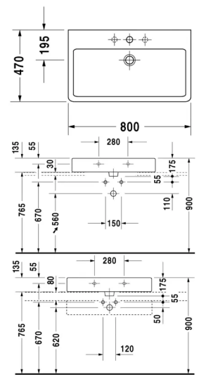 Duravit Vero Toppmontert Servant 800x470 mm, uten blanderhull