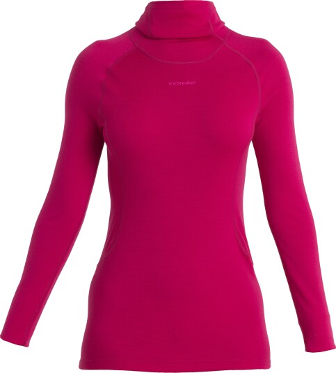 Icebreaker 300 Merinofine Ls Roll Neck Thermal Top Dame Electronic Pink M