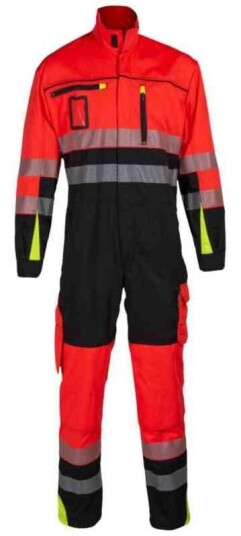 BS Gjøvik Kjeledress, HiVis kl 3 Unisex, Str. 50, Rød/Sort