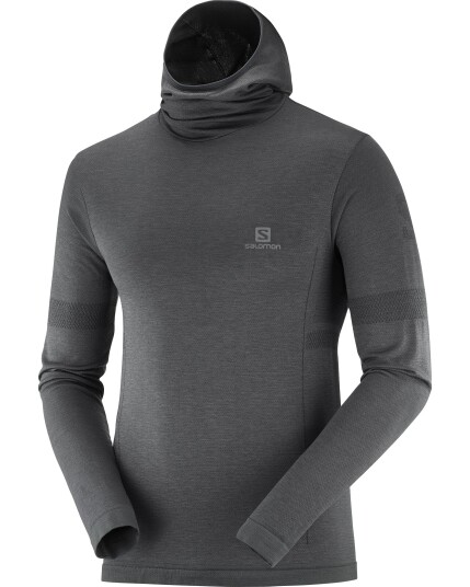 Salomon Outspeed Wool Hoodie M Black/Heather (Storlek L)