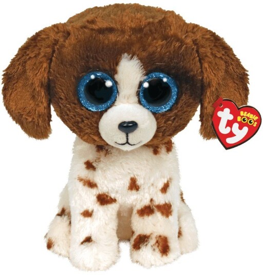 Ty Beanie Boos Muddles kosebamse regular brun og hvit hund med flekker 15 cm