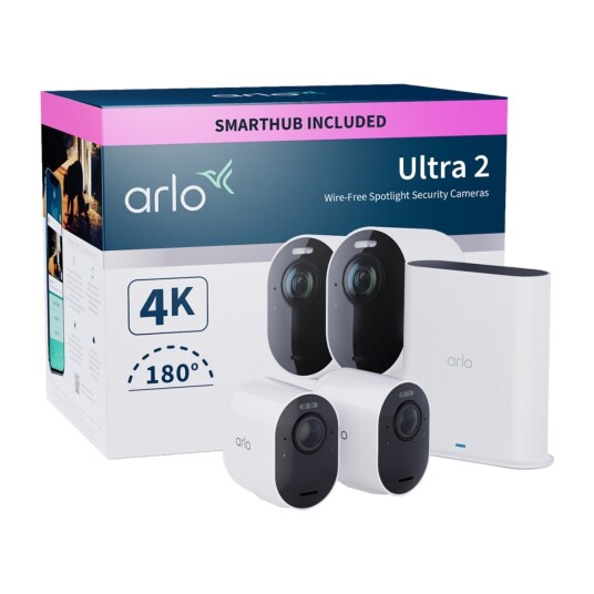 Arlo Ultra 2 4K trådløst sikkerhetskamera (2-pakning, hvit)