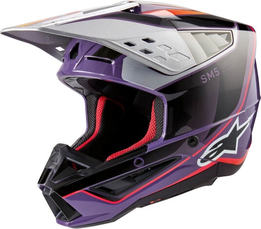 Alpinestars S-M5 Sail 2024 Motocross Hjelm 2XL Svart Lilla Sølv