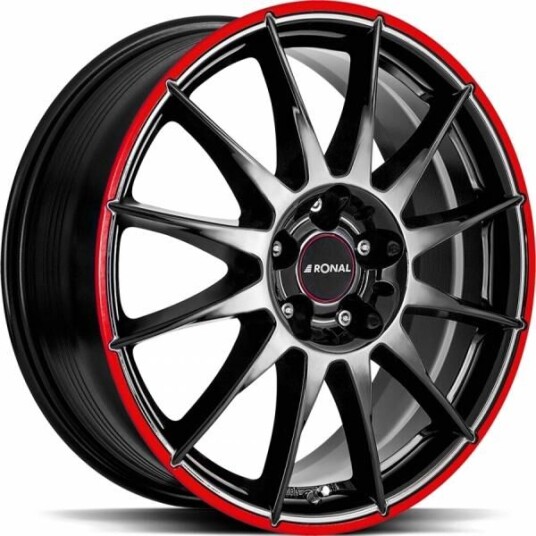 Ronal R54 Mcr Jet Black Red Rim 8x18 5x112 ET35 B76