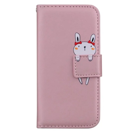 INCOVER Samsung Galaxy S24+ (Plus) Flip Deksel med Stropp / Ståfunksjon / Kortholder - Pink (Kanin)