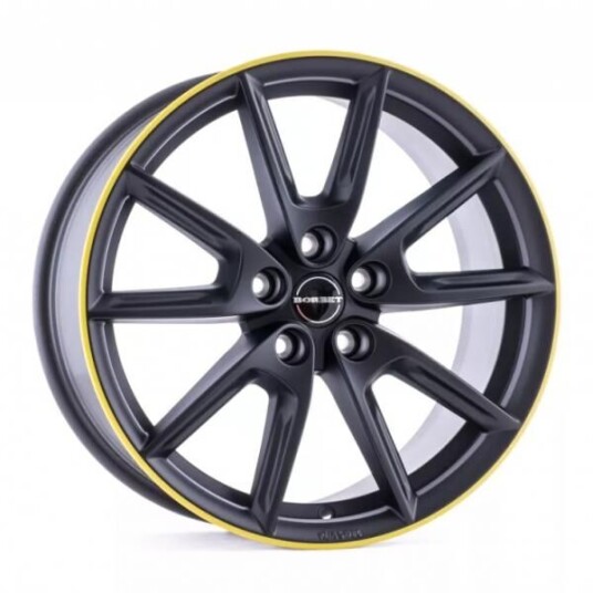 Borbet Lx18 Black Matt Rim Yellow 8x18 5x112 ET48 B66.6