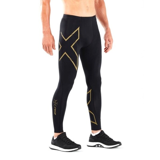 2XU Men's MCS Run Compression Tights MT, Black/Gold Reflective