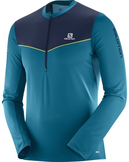 Salomon Fast Wing HZ L/S Tee M Deep Lagoon/Night Sky (Storlek M)