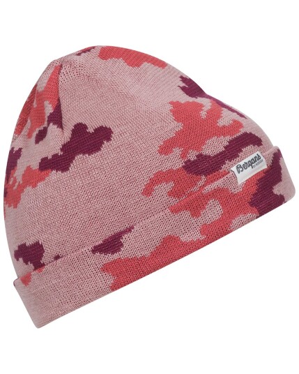 Bergans Camouflage Youth Beanie Pastelpink/Beetred/Lt Dahliared