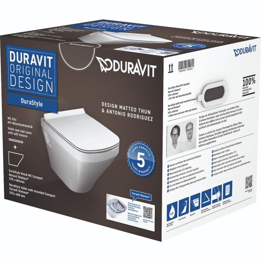 Duravit DuraStyle Compact Toalettpakke 370x480 mm, m/sete, Rimless, Hvit