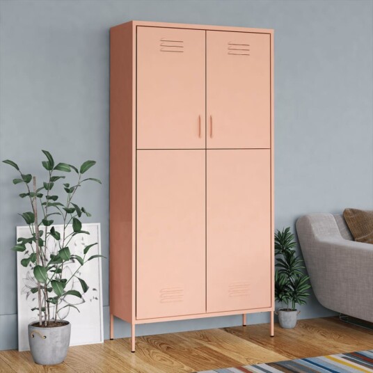 vidaXL Garderobe rosa 90x50x180 cm stål