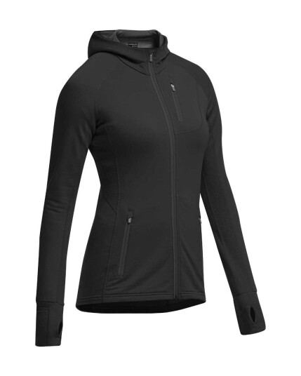 Icebreaker Quantum L/S Zip Hood W Black/Black (Storlek XS)