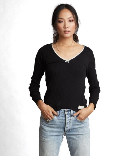 Odd Molly Rib Jersey L/S Top W Almost Black (Storlek M)