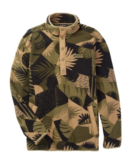 Burton Hearth Fleece Pullover M Olive Woodcut Palm (Storlek XL)