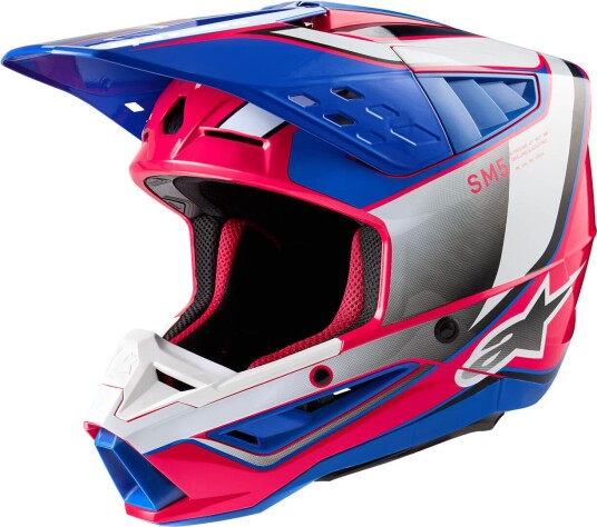 Alpinestars S-M5 Sail 2024 Motocross Hjelm 2XL Hvit Rosa Blå