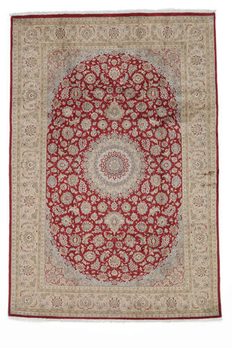 Håndknyttet. Opphav: India Håndknyttet Tabriz Royal Teppe 200X293 Brun/Mørk Rød Teppe