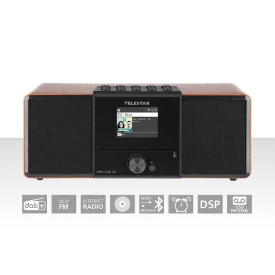 Telestar DIRA S32i - Multifunksjonell Stereoradio - CD-spiller - DAB+ - Internett - Bluetooth Wood Design