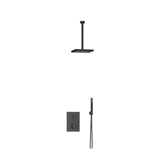 Tapwell Box7268 Takdusj Innbygging - Takmontert Svart Matt / 300mm 200x200mm (TA-9424916)